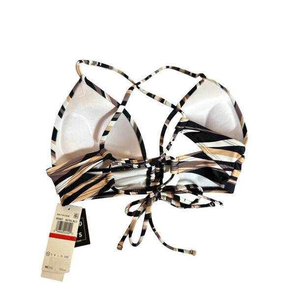 Salt & Cove Women's Juniors' Striped Tie-Front Swim Bikini Top Size XS Multi NWT - Picture 6 of 7